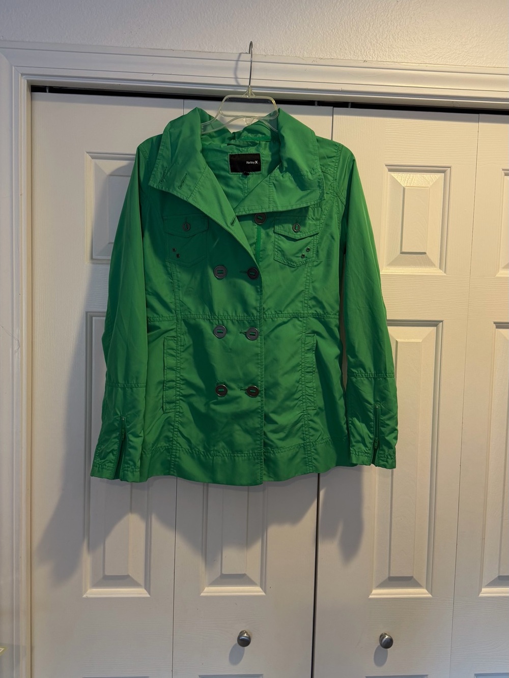Hurley Women's Double Breasted Utility Jacket Kelly Green #0145